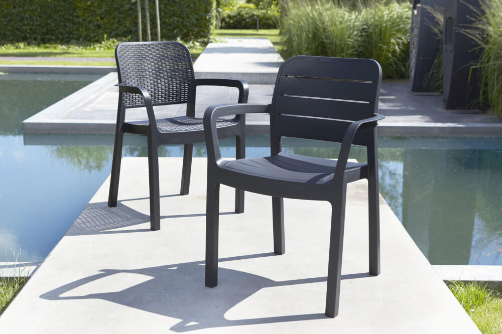 Tisara garden chair with armrests, 58x53x83cm, anthracite grey polypropylene