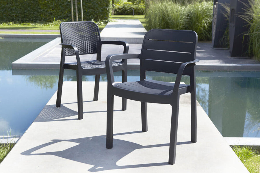 Tisara garden chair with armrests, 58x53x83cm, anthracite grey polypropylene