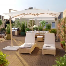 SONORA NATERIAL Umbrella with arms aluminum 290X290 white with led lighting