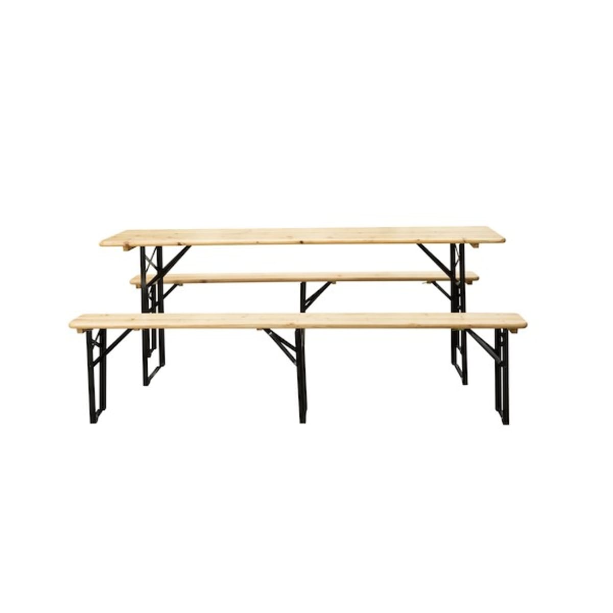 FIRA SET 8 Seats table 187X60cm and 2 benches in pine and steel