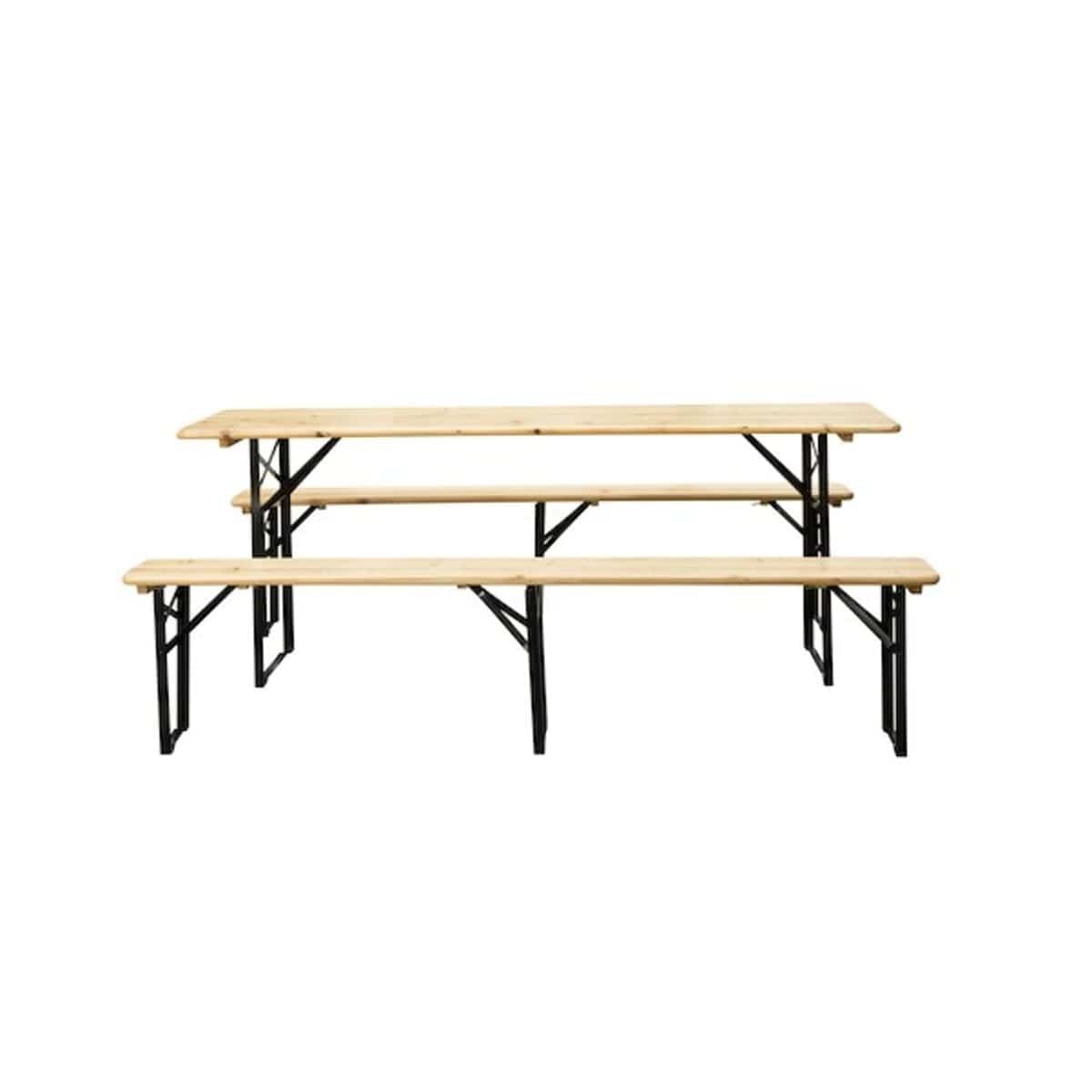 Bricocenter FIRA SET 8 Seats table 187X60cm and 2 benches in pine and steel
