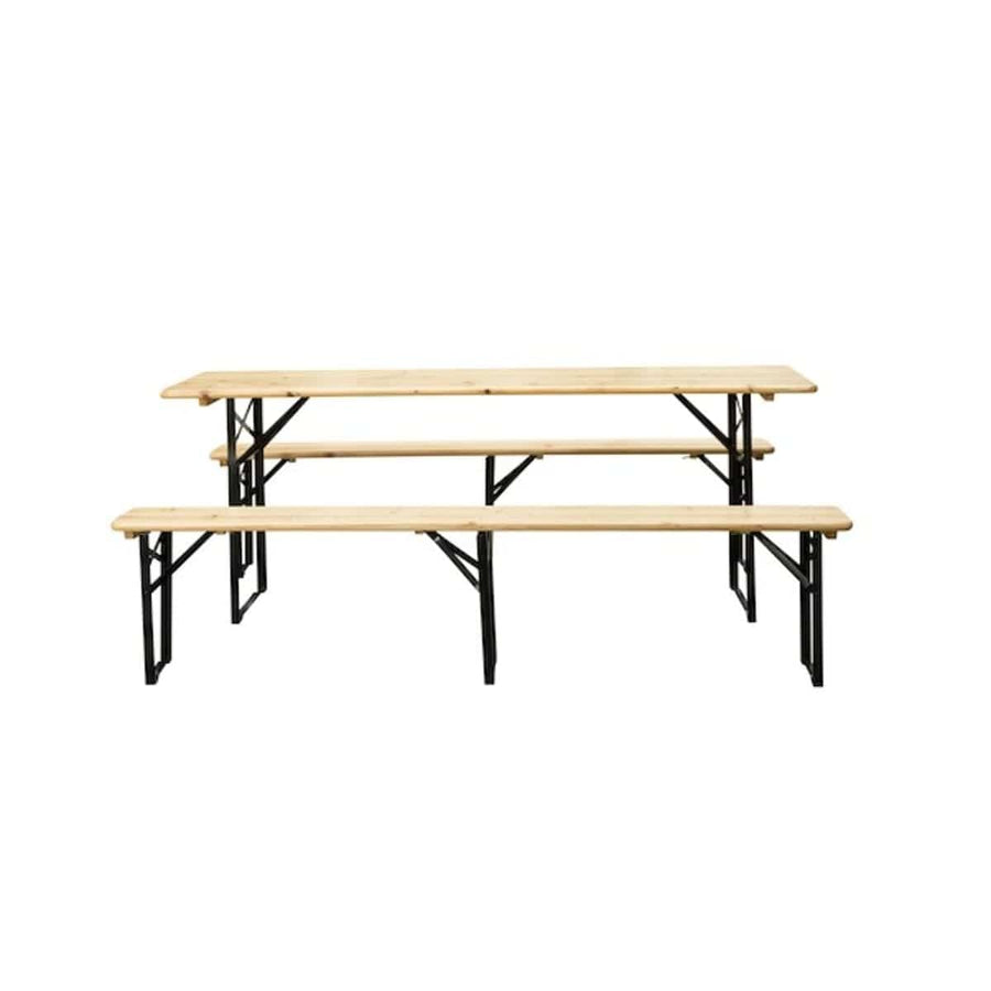 Bricocenter FIRA SET 8 Seats table 187X60cm and 2 benches in pine and steel