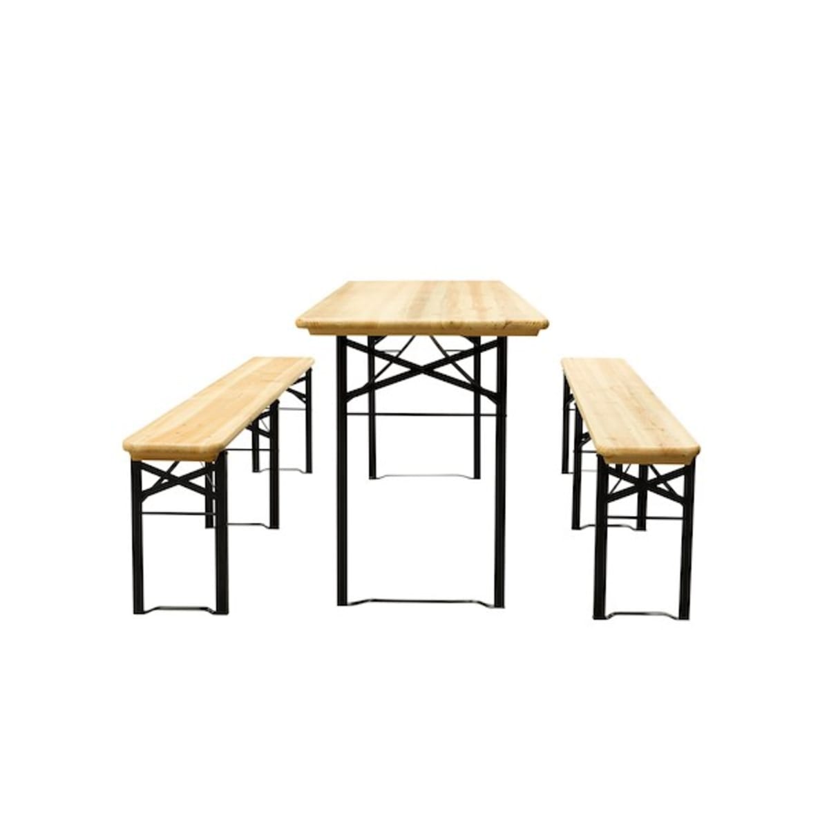 FIRA SET 8 Seats table 187X60cm and 2 benches in pine and steel