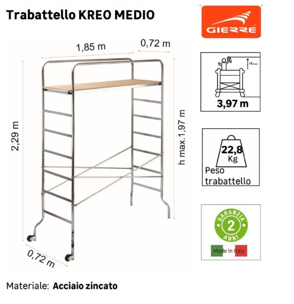 Bricocenter TRABATTELLO IN ACCIAIO ZINCATO MEDIO - PORTATA 120KG