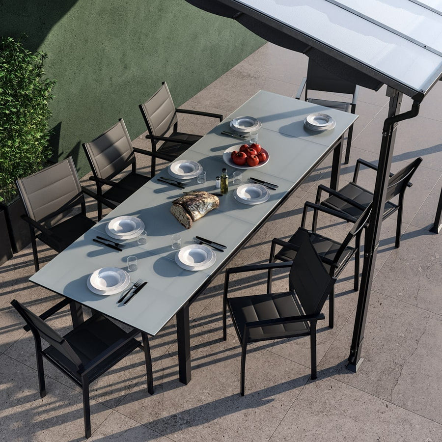 Bricocenter TABLE ODYSSEA II EASY NATERIAL 256/320X100 ANTHRACITE ALUMINIUM GLASS