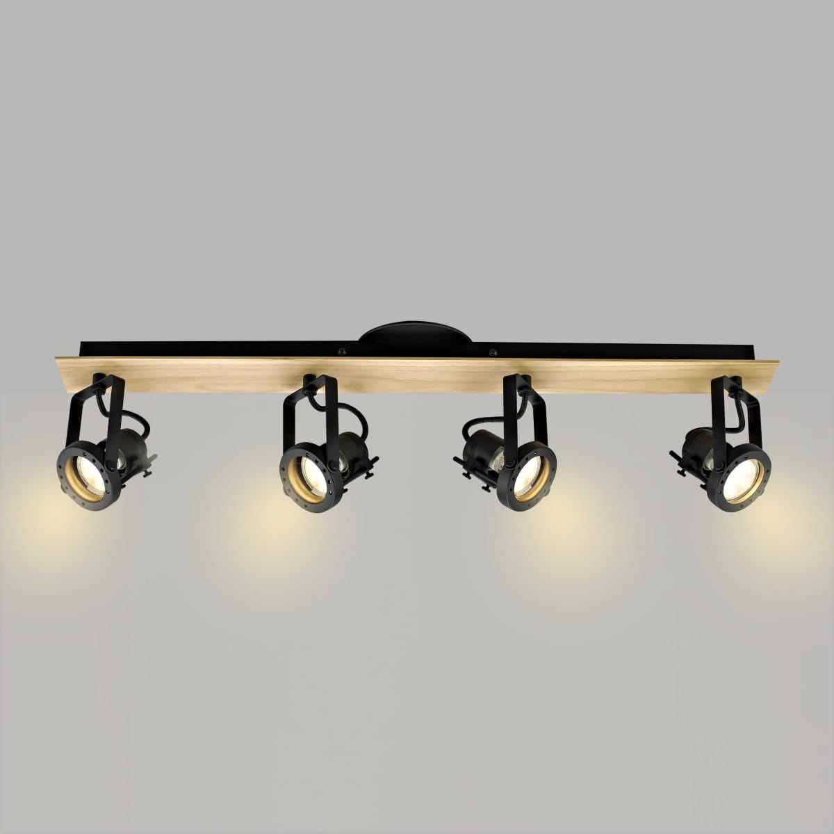 Bricocenter FARETTI TECHNIC METALLO NERO E LEGNO 71X12X14.6CM 4XGU10=35W