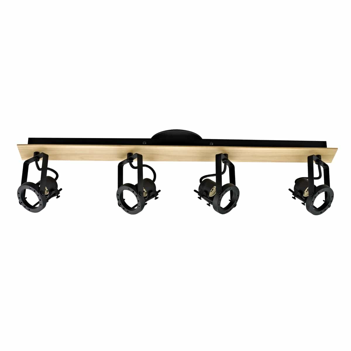 Bricocenter FARETTI TECHNIC METALLO NERO E LEGNO 71X12X14.6CM 4XGU10=35W