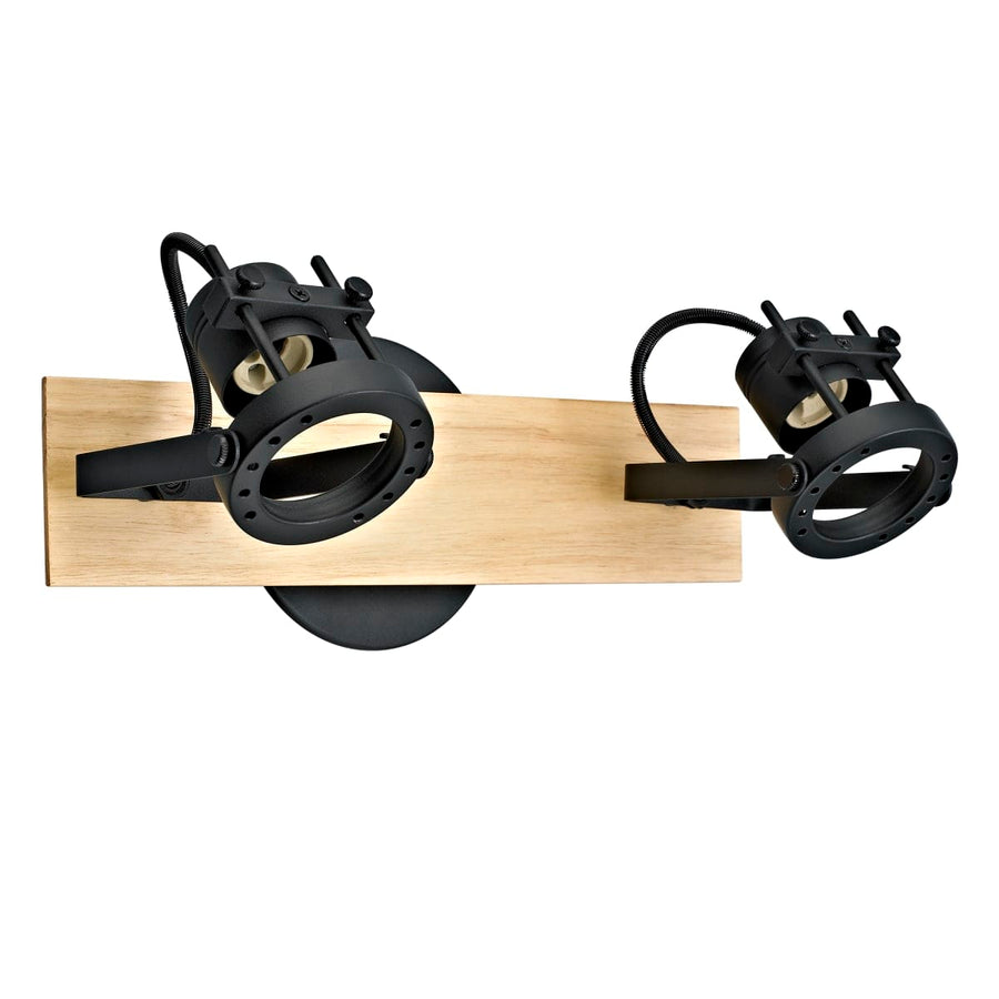 Bricocenter FARETTI TECHNIC METALLO NERO E LEGNO 31.5X12X14.6CM 2XGU10=35W