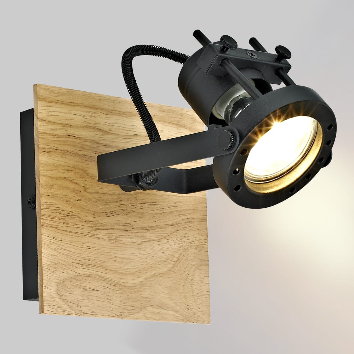 Bricocenter TECHNIC SPOTLIGHT METAL BLACK AND WOOD 12.5X14.5X12.5CM GU10=35W