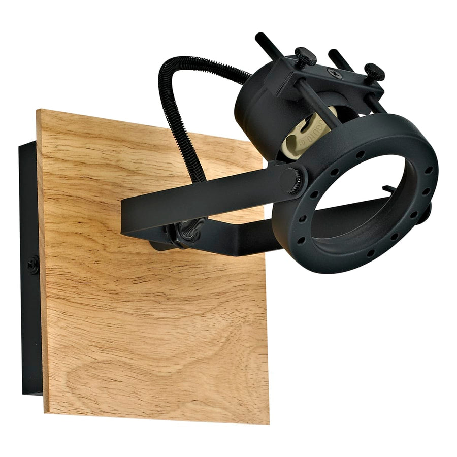 Bricocenter TECHNIC SPOTLIGHT METAL BLACK AND WOOD 12.5X14.5X12.5CM GU10=35W