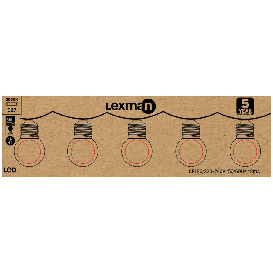 Bricocenter 5 LED BULBS FOR GARLAND E27=40W TRANSPARENT SPHERE IP44