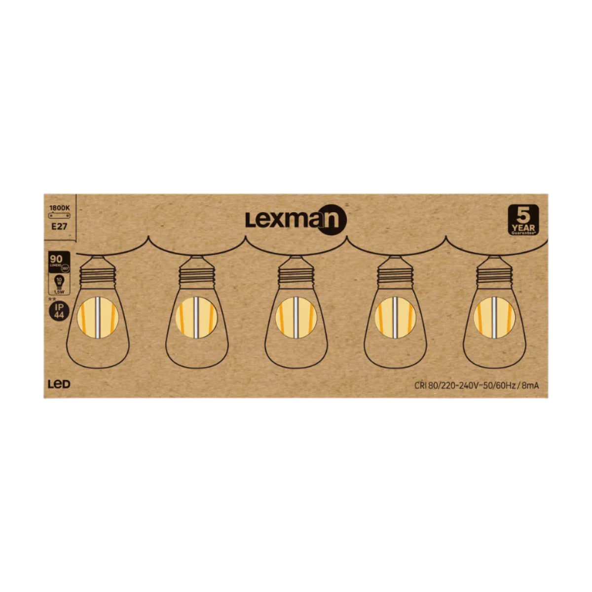 Bricocenter 5 LED BULBS FOR GARLAND E27=25W AMBER PEAR IP44