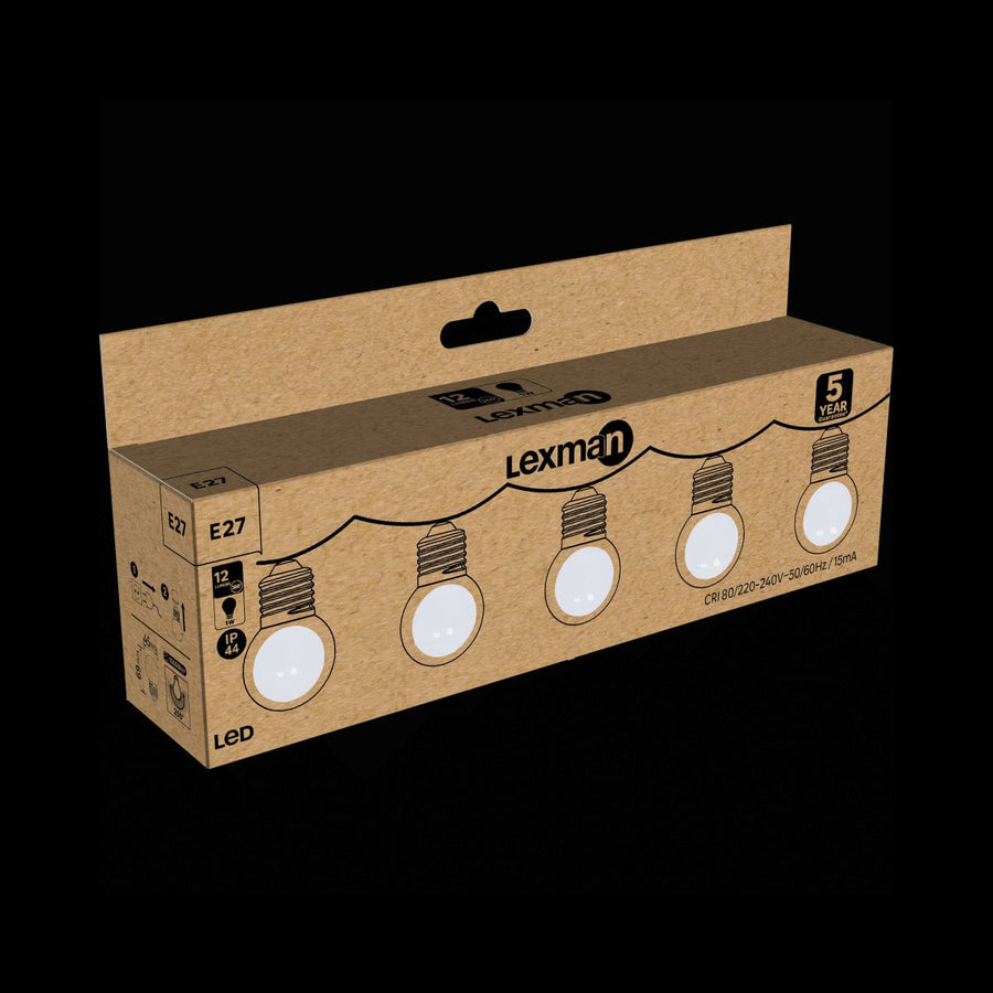 Bricocenter 5 LED BULBS FOR GARLAND E27=40W TRANSPARENT SPHERE IP44