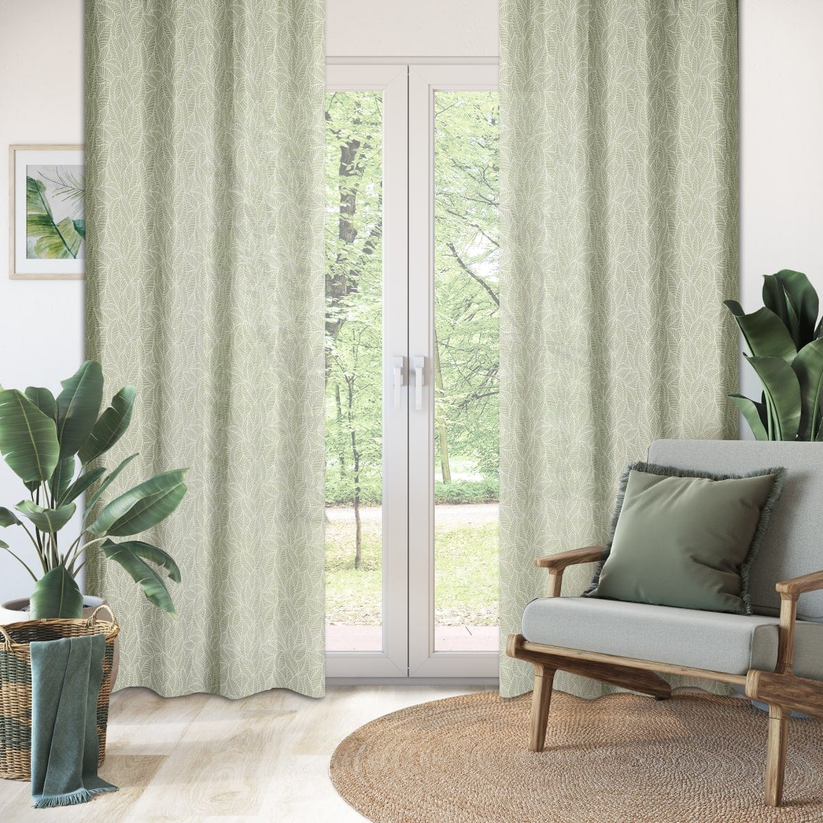 Bricocenter LIHAM GREEN OPAQUE CURTAIN 140X280 CM WITH EYELETS