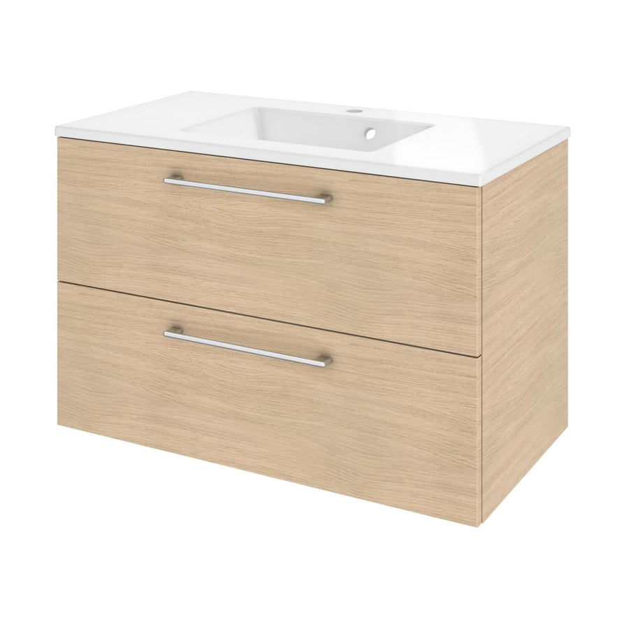 Bricocenter BASE MOBILE REMIX 90 2 CASSETTI ROVERE NOVERE NATURALE