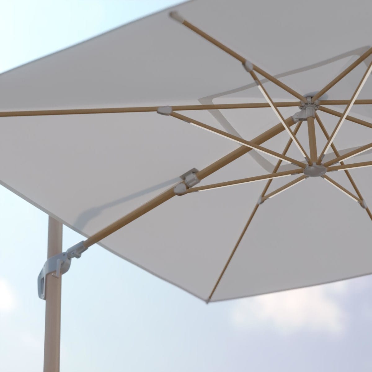 Bricocenter SONORA NATERIAL Umbrella with arms aluminum 290X290 white with led lighting