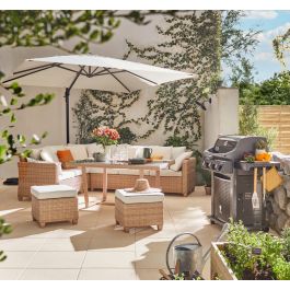 NATERIAL - MEDENA corner sofa, two seats and the table for 7 people, 150x90, synthetic rattan