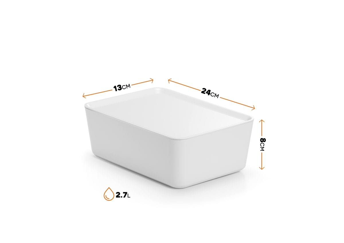 CONTAINER WITH LID R-BOX1 MEDIUM WHITE 24X16X8 CM