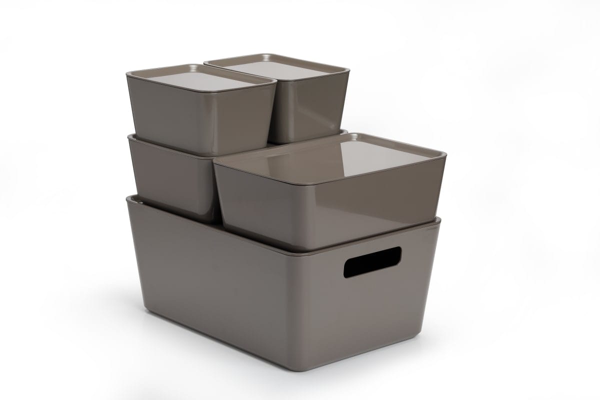 Bricocenter CONTAINER WITH LID R-BOX1 LARGE DOVE GREY 33X24X14 CM