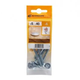 BOLT 5 X 40 MM DOMED HEAD, STEEL NUT AND WASHER, 6 PIECES