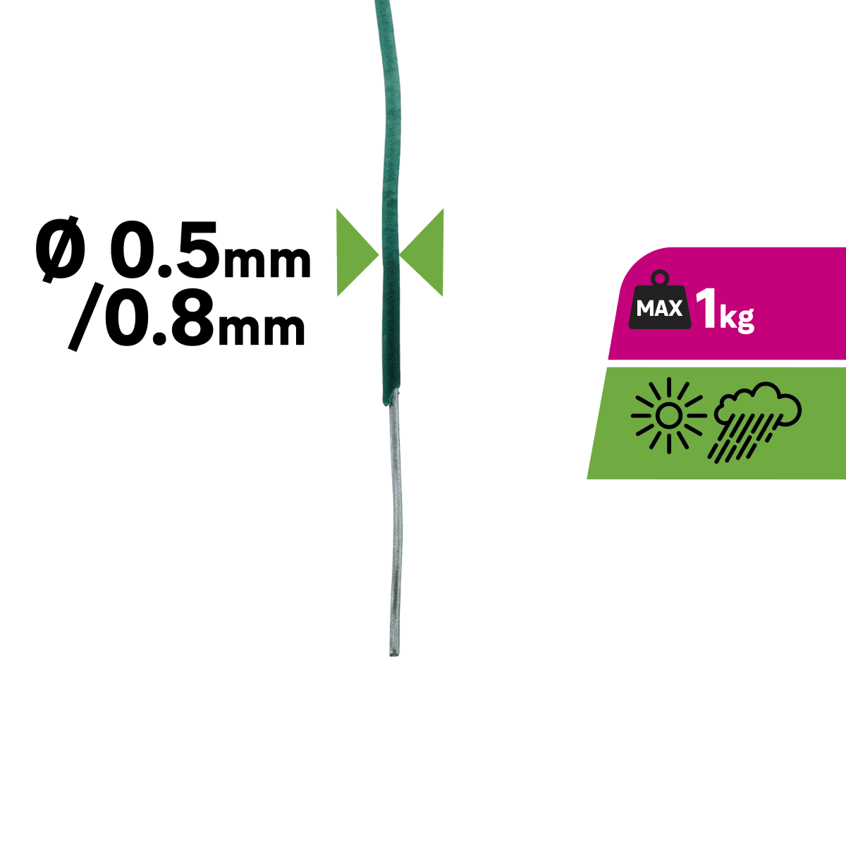 ACC PLAST WIRE GREEN D0.5MM/0.8MM 50M