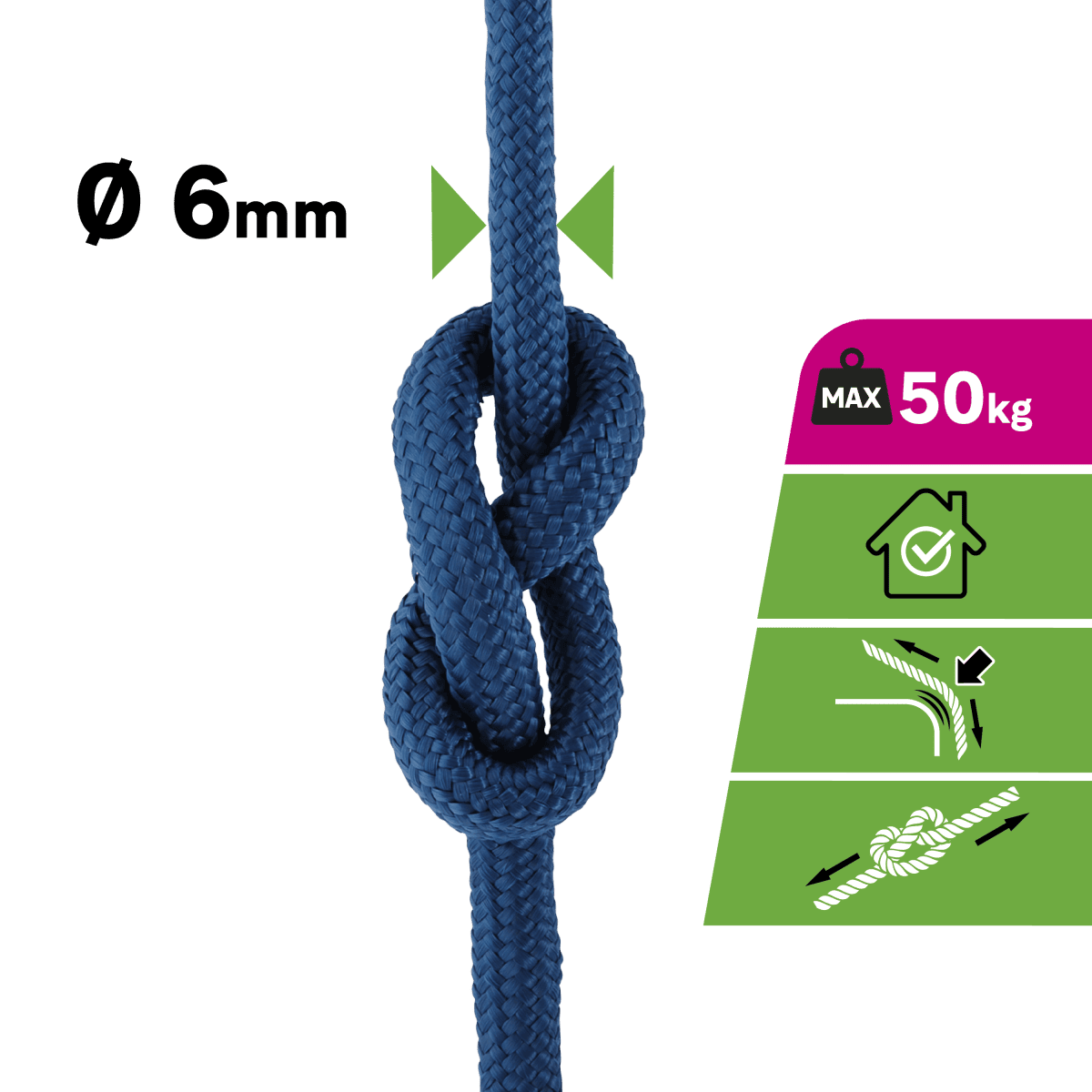 BRILLIANT BLUE PP ROPE D6MM 10M