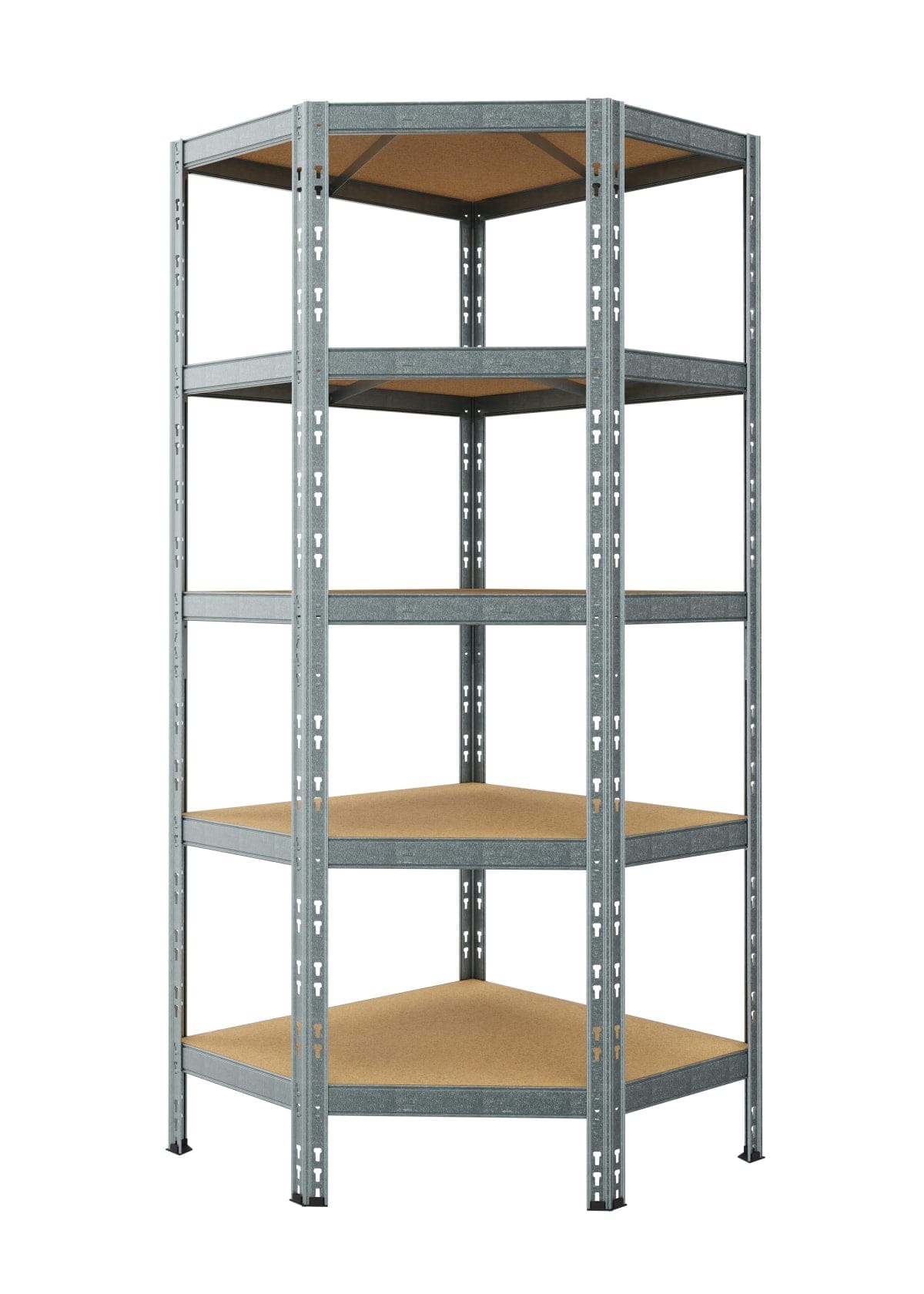 Bricocenter SCAFFALE ANGOLARE IN METALLO E LEGNO L66XP40XH180CM, 200 KG, 5 RIPIANI GRIGIO