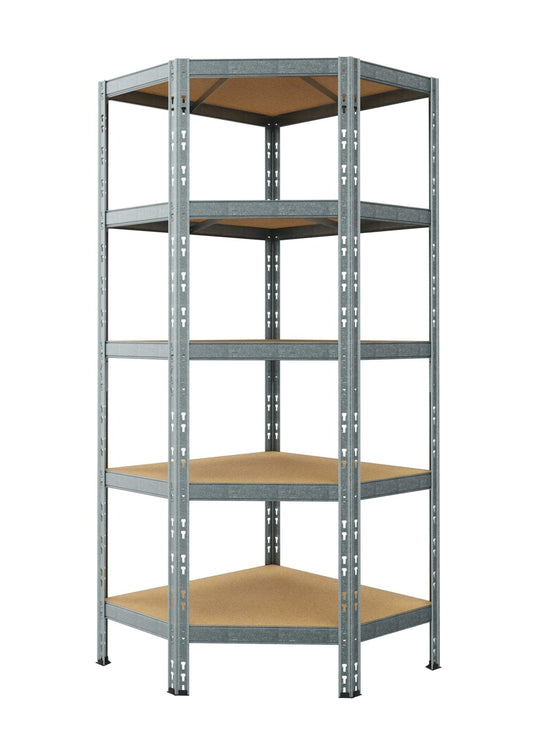Bricocenter SCAFFALE ANGOLARE IN METALLO E LEGNO L66XP40XH180CM, 200 KG, 5 RIPIANI GRIGIO
