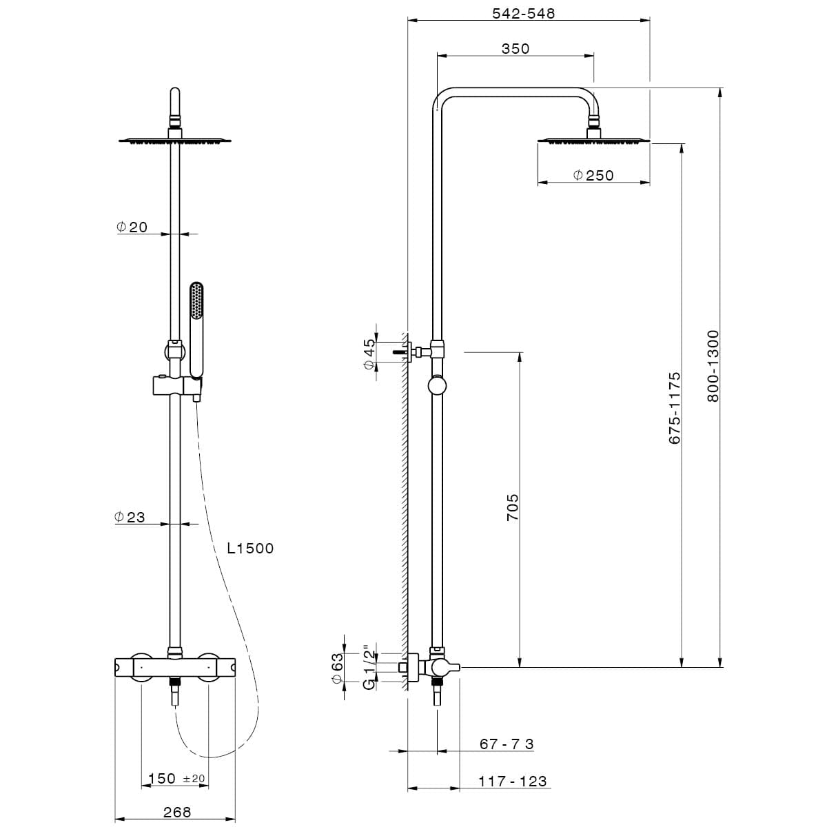 Bricocenter KIT DOCCIA PLANO C/TERMOSTATICO CROMO SOFFIONE DIAM 25 CM