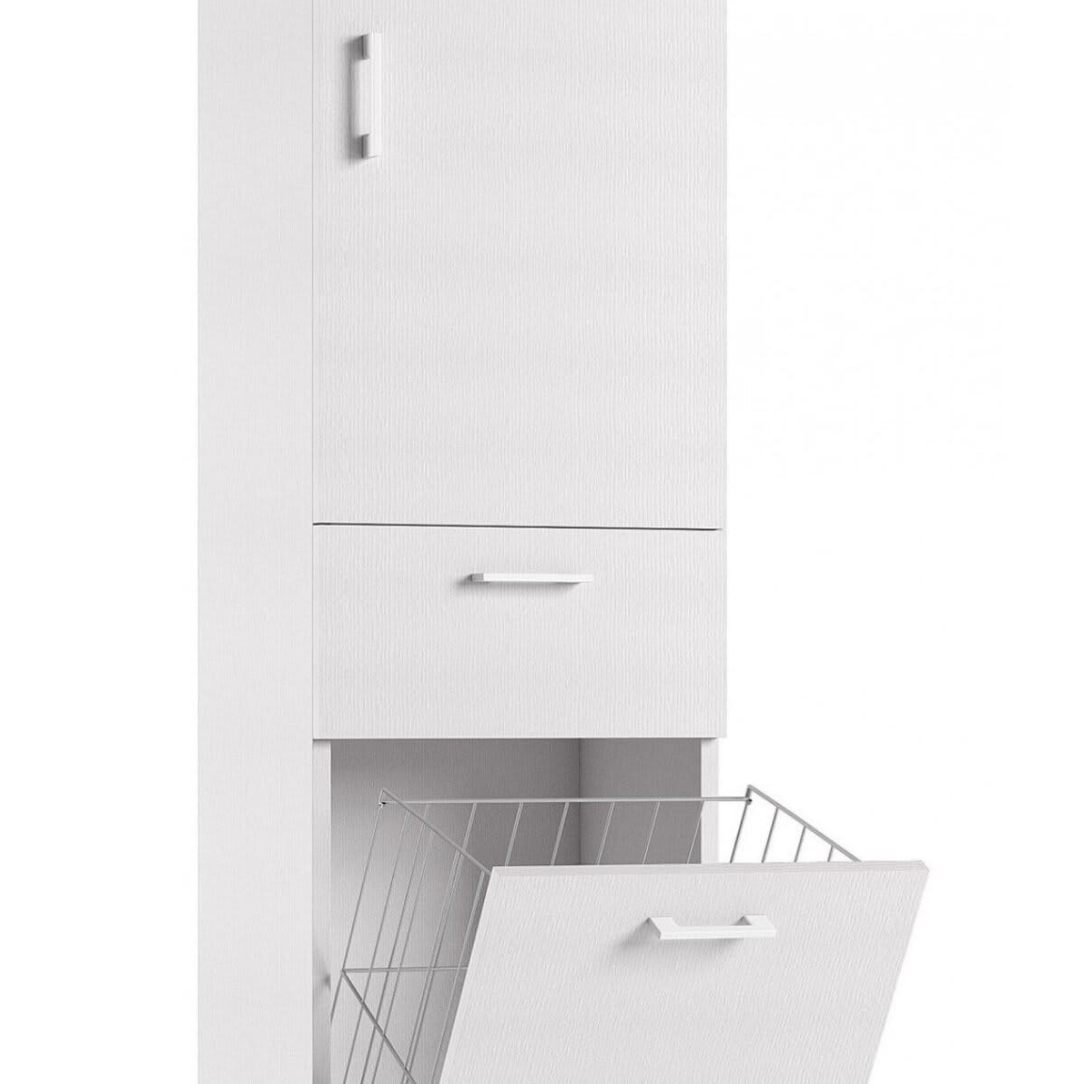 Bricocenter MOBILE MULTIUSO CON CESTELLO PORTABIANCHERIA L45xP32x195H BIANCO