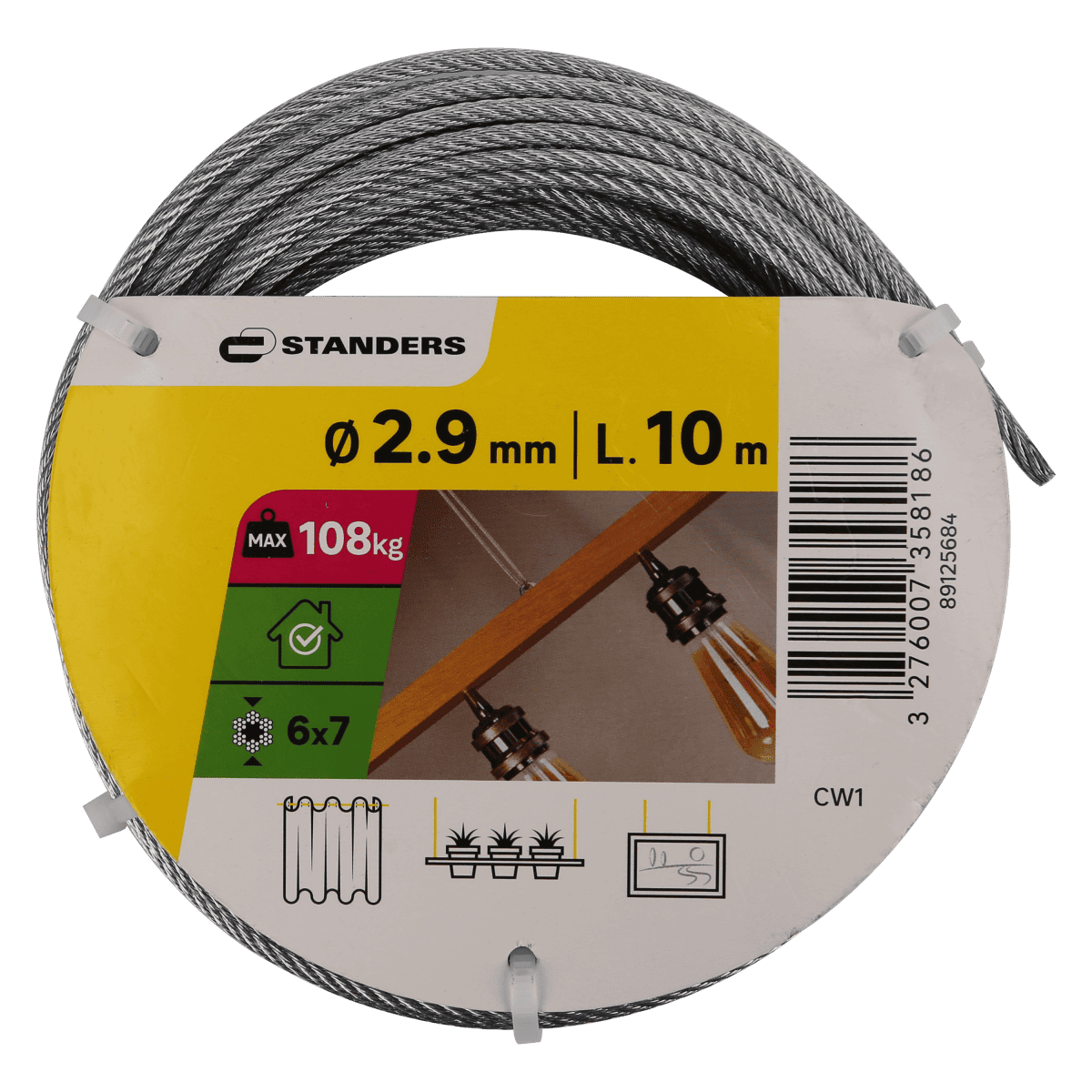 GALVANISED STEEL CABLE D2.9MM 10M