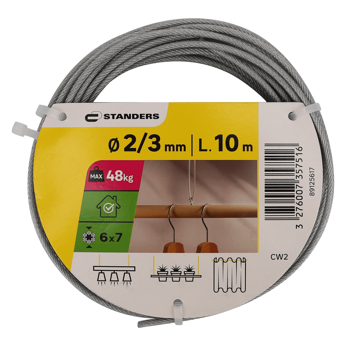 STEEL ZIN PLASTIC COATED CABLE D2MM/3MM 10M