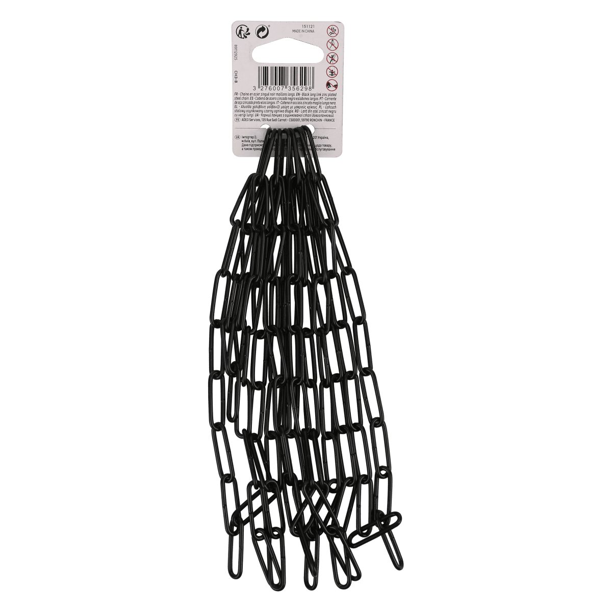 LONG LINK CHAIN AC ZN BLACK D2MM 2.5M