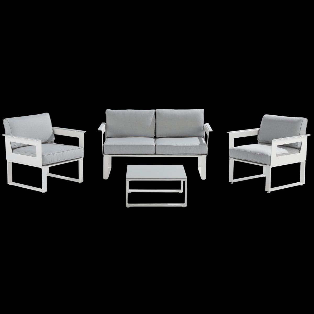 Bricocenter COFFEE SET NATERIAL ODYSSEA SOFA 2 ARMCHAIRS AND ALUMINIUM TABLE WHITE