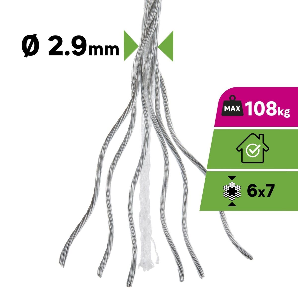 GALVANISED STEEL CABLE D2.9MM 10M