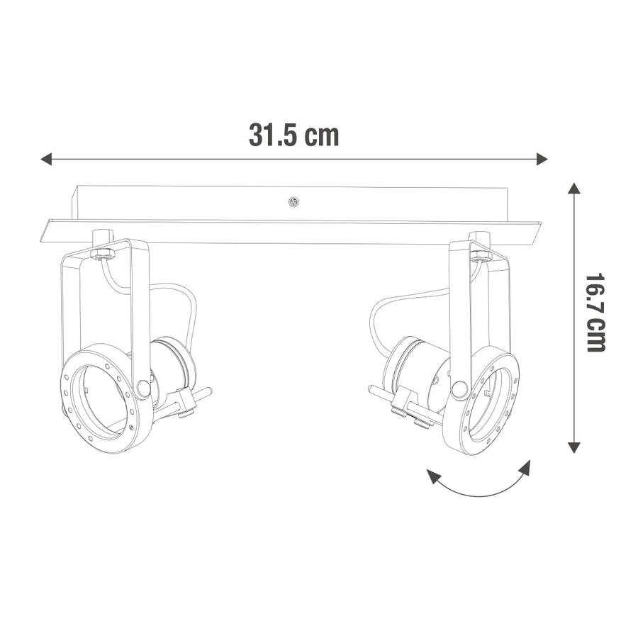 Bricocenter FARETTI TECHNIC METALLO NERO E LEGNO 31.5X12X14.6CM 2XGU10=35W