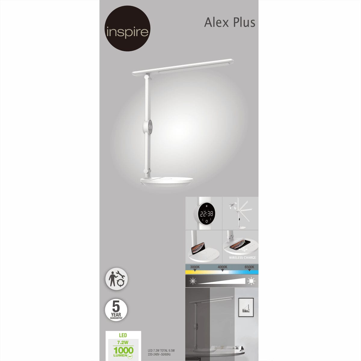 Bricocenter STUDIO LAMP ALEX PLUS METAL WHITE H35 CM TOUCH USB DIMMABLE