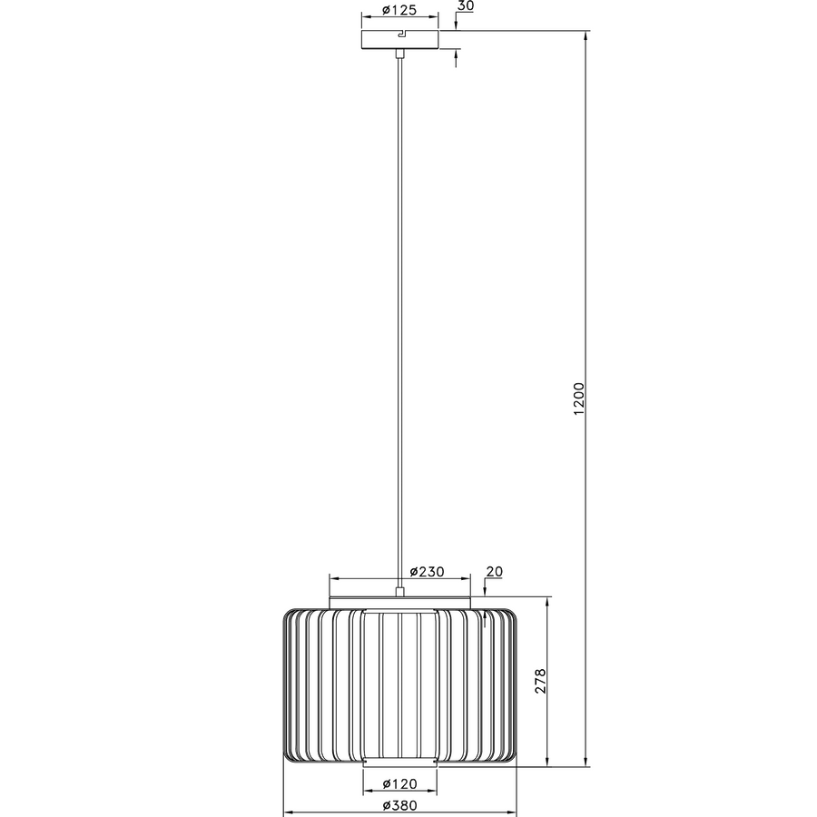 Lampadario pecan metallo e bamboo d38 cm e27=50w