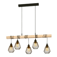 TABODI METAL AND NATURAL WOOD CHANDELIER 100CM 5XE27