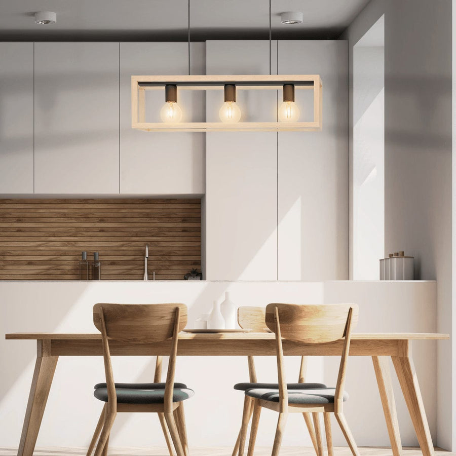 Bricocenter ELGORT CHANDELIER NATURAL WOOD L70 3XE27=40W