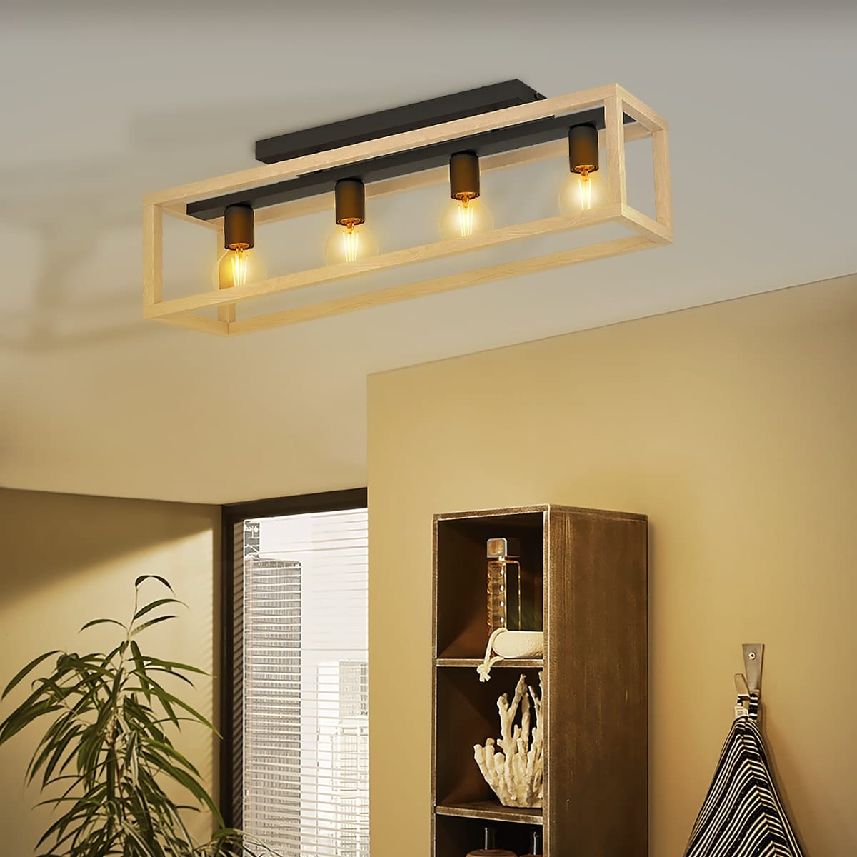 Bricocenter ELGORT CEILING LIGHT NATURAL WOOD L85 4XE27=40W