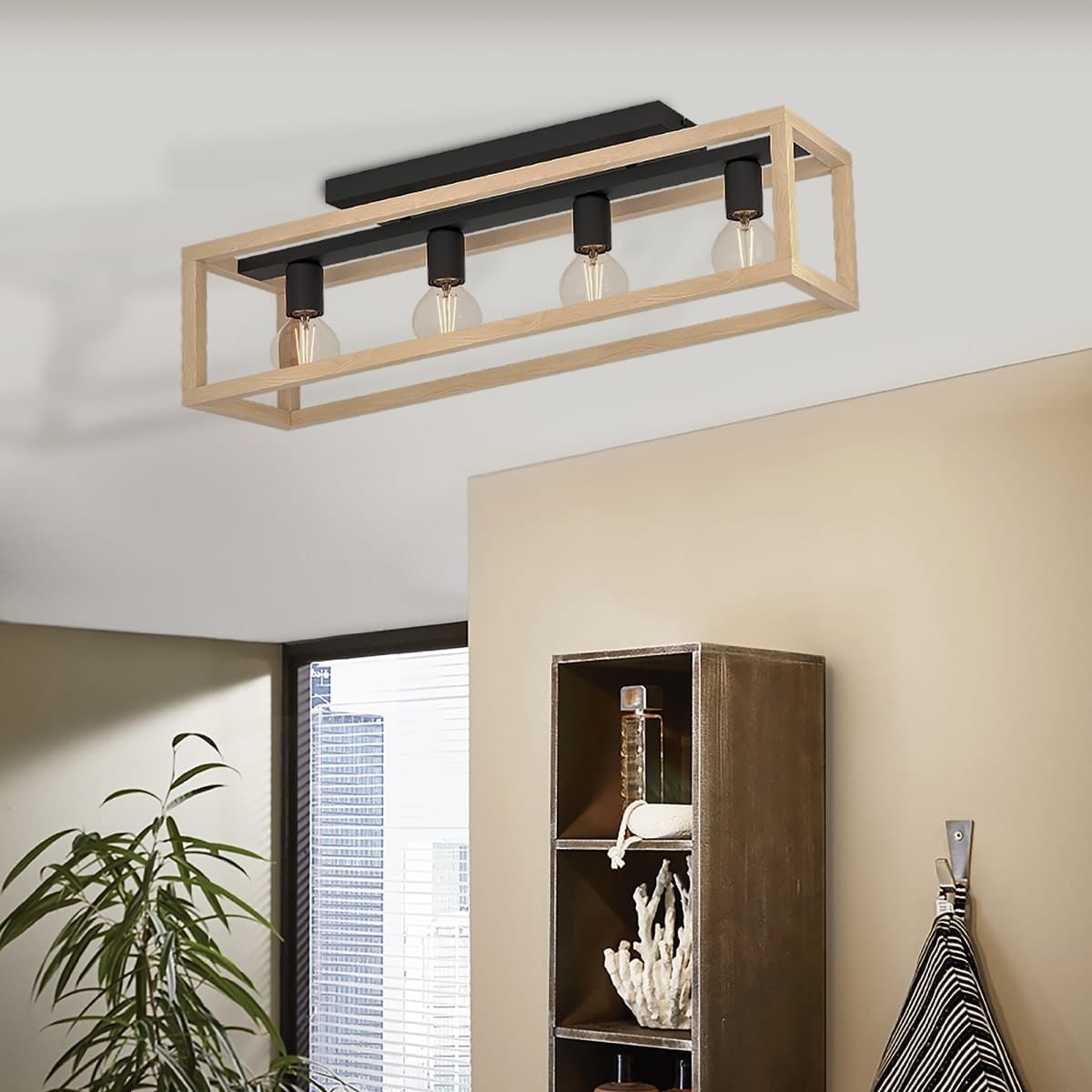 Bricocenter ELGORT CEILING LIGHT NATURAL WOOD L85 4XE27=40W