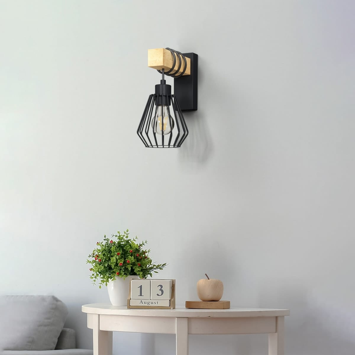 Bricocenter TABODI METAL AND NATURAL WOOD 24CM E27 WALL LIGHT