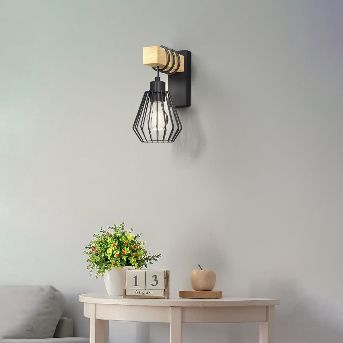 Bricocenter TABODI METAL AND NATURAL WOOD 24CM E27 WALL LIGHT