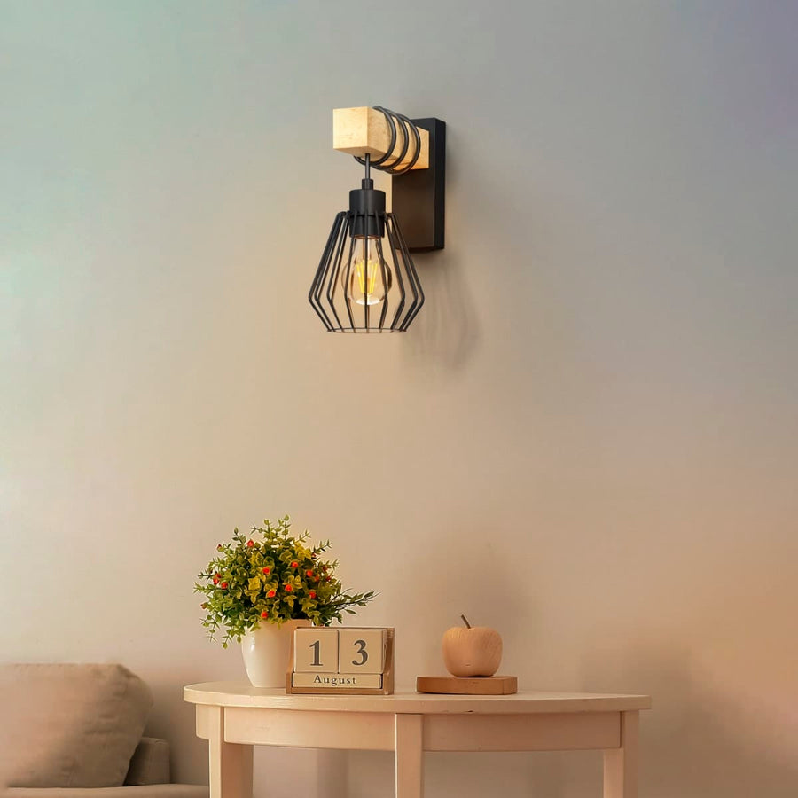 Bricocenter TABODI METAL AND NATURAL WOOD 24CM E27 WALL LIGHT