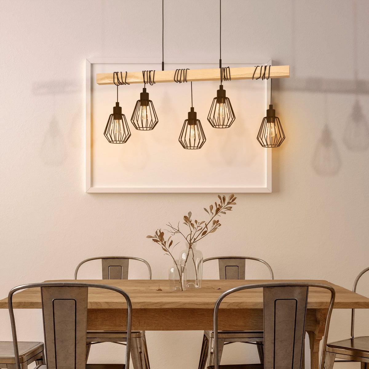Bricocenter TABODI METAL AND NATURAL WOOD CHANDELIER 100CM 5XE27