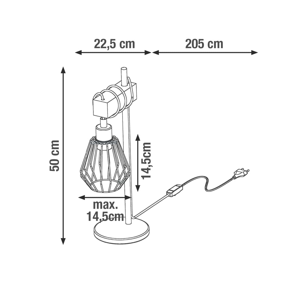 Bricocenter LAMPADA DA TAVOLO TABODI METALLO E LEGNO NATURALE H50 CM