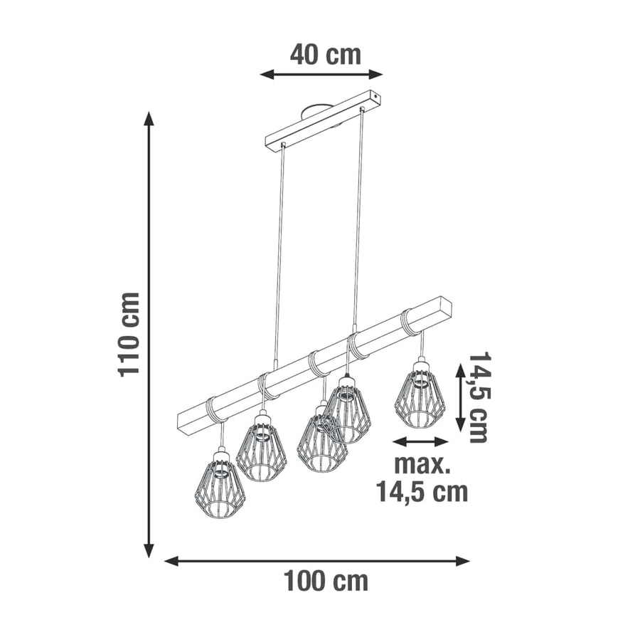 Bricocenter TABODI METAL AND NATURAL WOOD CHANDELIER 100CM 5XE27