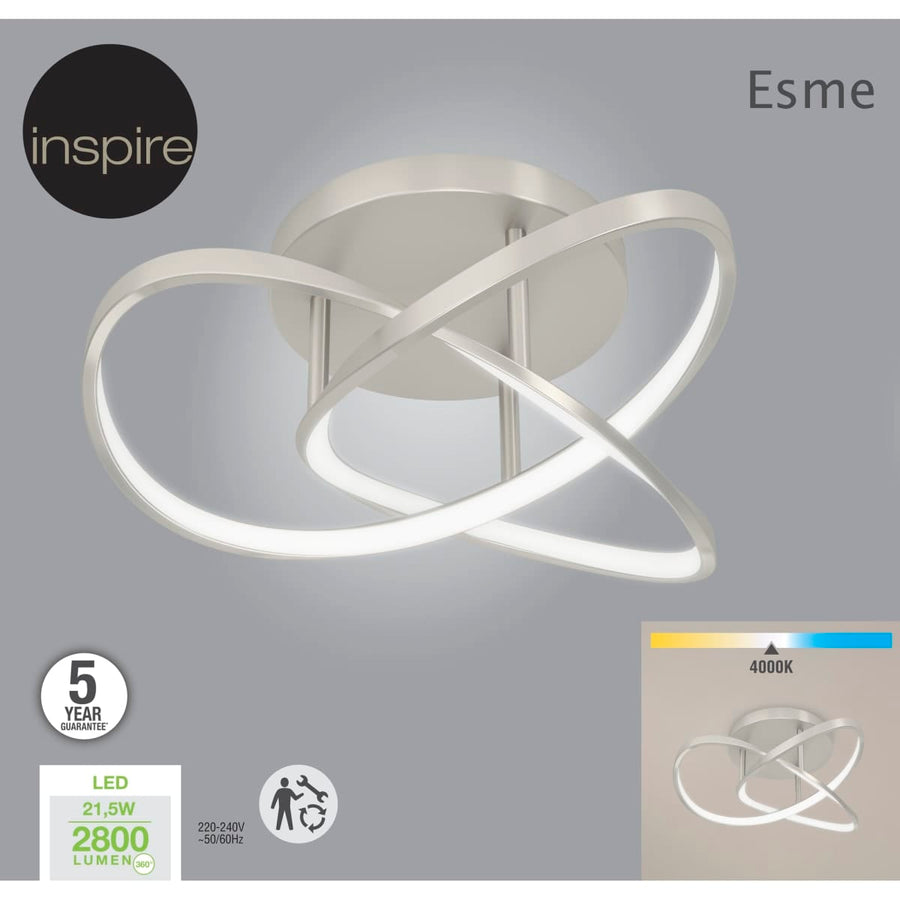 Bricocenter CEILING LAMP ESME METAL NICKEL D35