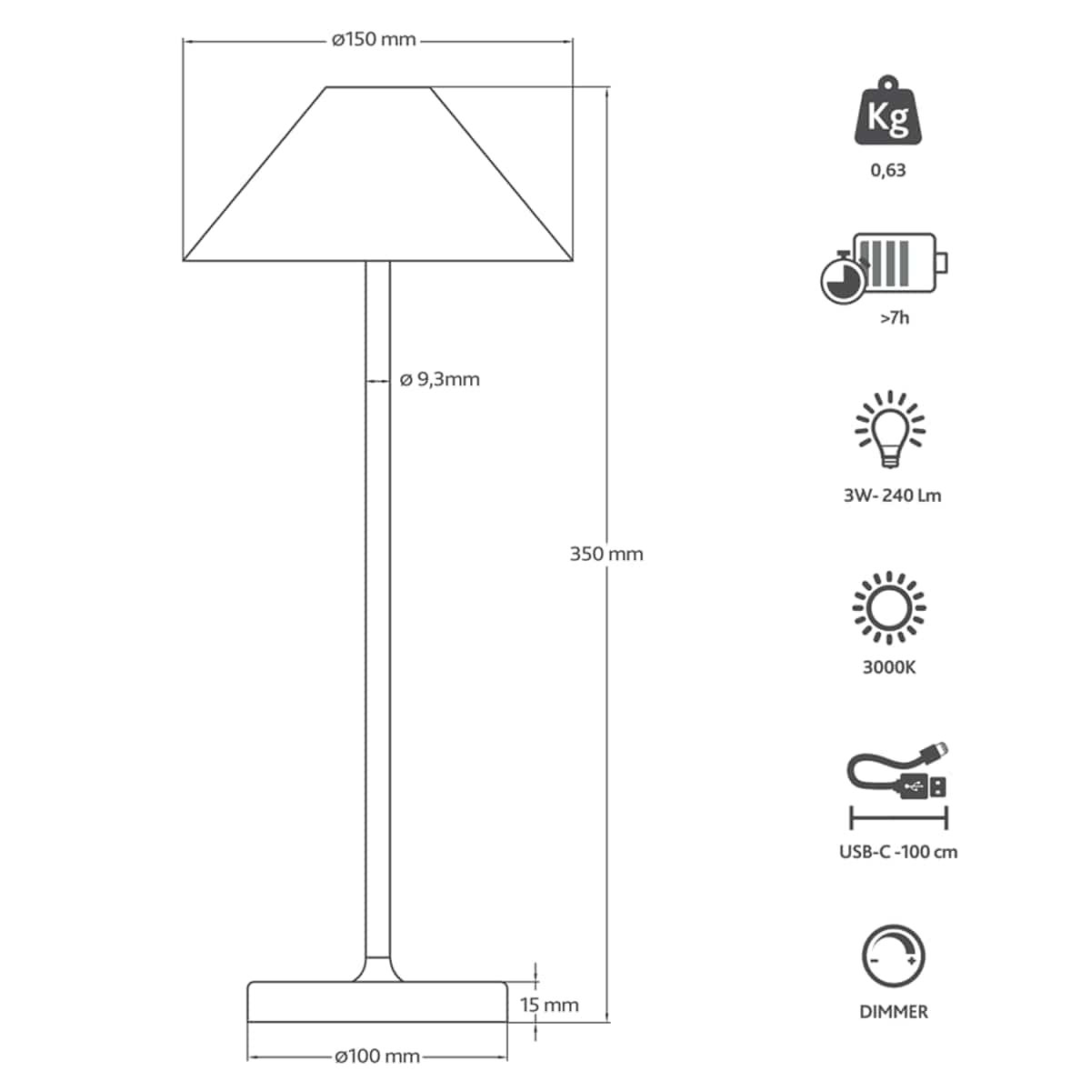 Bricocenter TABLE LAMP LIBERTY ALUMINIUM BRONZE LED 3W WARM LIGHT BATTERY OPERATED WITH TOUCH IP54